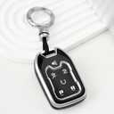 OFFWEGO for GMC Key Fob Cover with Silver Keychain,Soft TPU Key Case Protection fit GMC Chevy Chevrolet Suburban Tahoe Acadia Terrain Yukon XL Smart Key Fob Holder, Black
