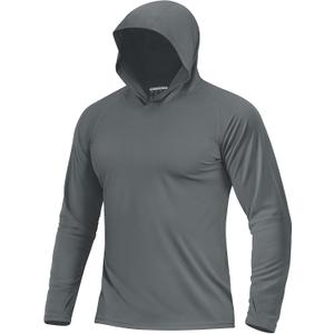 Boladeci Men's UPF 50+ Sun Protection Lightweight Hoodie Shirts Long Sleeve Fishing Shirt SPF UV Hiking Swim (Gray, XXL)