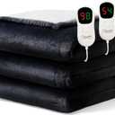Homemate Electric Heated Blanket King Size - 100"x90" Heating Blanket King Size Dual Control 1/2/4/6/8 Hours Auto-Off 10 Heat Level Over-Heat Protection Flannel Sherpa ETL Certification