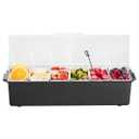 VEVOR Chilled Condiment Server, 6 Compartment Ice Cooled Condiment Serving Container, Chilled Garnish Tray Bar Caddy with Lid, for Bartending & Serving Taco, Salad, Fruit, Home & Restaurant Supplies