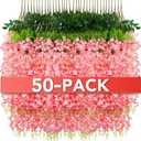 Wisteria Hanging Flowers, Fake Hanging Flowers, Wisteria artificial Garland for Home Wedding Arch Floral Party Garden Ceremony Outdoor Decor,3.6 feet Long(50, Pink)