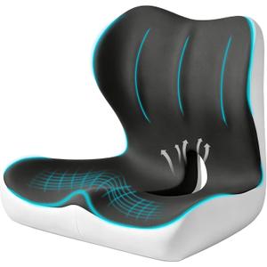 Seat Cushion for Office Chair and Car, Ergonomic Memory Foam Seat Cushion with Lumbar Support Pillow, Orthopedic Cushion for Sciatica & Back Pain, Dark Gray & Light Gray, Large