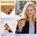 Cute Bow Case for iPhone 16 with Finger Hand Wrist Strap | Ribbon Design with Adjustable Wristband Kickstand Soft TPU Camera Protection Phone Cover for Women Girls - Brown Bow