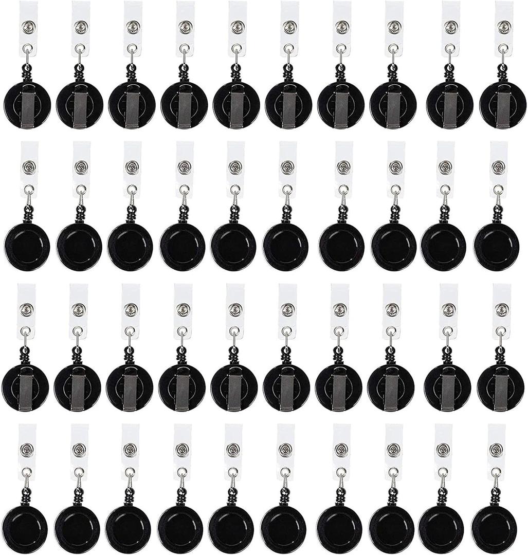 100 Pack Retractable ID Badge Holder Reel for Card Holders with Clips, Bulk for Nurses and Teachers, Office Supplies, Name Badge for Employees, Schools (26.5 Inches)