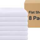 ZPECC White Bulk Flat Sheets Only Twin Size 8 Pack, Easy Sort Top Bed Sheet by Color-Coded Hem Threads, Soft Durable Brushed Microfiber Fabric Hotel Airb&bs Essentials for Hosts, 66"x96"