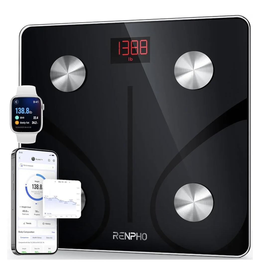 RENPHO Smart Scale for Body Weight, FSA&HSA Eligible, Digital Bathroom Scale BMI Weighing Bluetooth Body Fat Scale, Body Composition Monitor Health Analyzer with Smartphone App, 400 lbs - Elis 1