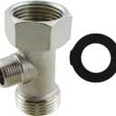 9 x TAODAN 7/8 x 7/8 x 3/8 inch Silver Copper Bidet T Adapter Toilet Faucet Diverter Hose Fitting Accessories