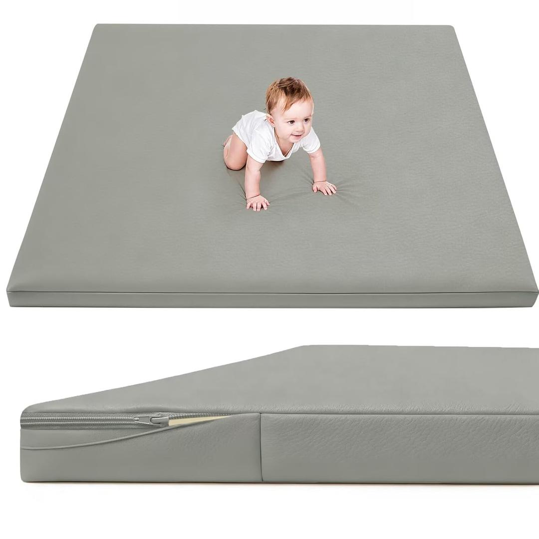 Waterproof Baby Play Mat for Floor 1.3" Thick Memory Foam 50 * 50 Cushion Playpen Playmat Tummy Time Crawling Mat Nursery Rug Pad Mattress Create Soft & Safe Area for Infants,Toddler,Kids,Grey