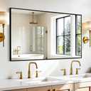 Rectangular Bathroom Mirror, 55"x30" Black Metal Framed Vanity Mirror
