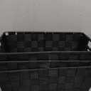 Woven Black Storage Baskets Shelf Tote Boxes Container, Durable Storage Organizer Bins with Built-in Handles for Bedroom, Office, Closet, Kids Room, Nursery, 3-Pack,11.4x 6.5x 4.5
