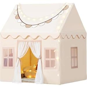 Wilwolfer Play Tent for Kids with Star Lights & Banners, Kids Tent Indoor for Toddler, Indoor Plyahouse for Playroom Furniture, Gift Toys for Boys & Girls