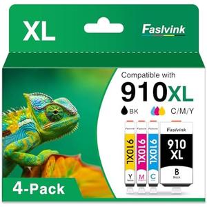 Compatible 910XL Ink Cartridges for HP Printers Replacement for HP 910XL Ink Cartridges Combo Pack Work for HP Officejet Pro 8020 8025 8030 Printers, 4 Pack 910XL Black and Color