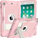 BMOUO Case for iPad 6th 5th Generation (iPad 9.7 inch, 2018/2017), Shockproof Protective iPad 9.7 Case with Built-in Stand/Pencil Holder for iPad 6th/5th Gen, Air 2, Pink
