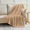 EXQ Home Fleece Throw Blanket for Couch or Bed - 3D Imitation Turtle Shell Jacquard Decorative Blankets - Cozy Soft Lightweight Fuzzy Flannel Blanket Suitable for All Seasons(50"x60",Brown)