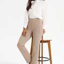 AFITNE Women's Yoga Dress Pants High Waist Pull On Stretchy Straight Leg Work Casual Slacks with Water-Repellent Fabric (XL)