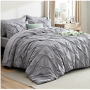 Bedsure Queen Comforter Set Grey - Bed in a Bag Queen Size Bedding 7 Pieces, GentleSoft™ Pintuck Bed Set Gift for Family, All Season Down Alternative Comforter with Sheets, Pillowcases & Shams