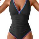 B2prity One Piece Swimsuit for Women Tummy Control Ruched Bathing Suit 2XL
