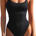 LASLULU Women's One Piece Swimsuits Sexy Halter Backless Slimming Bathing Suit Tummy Control Swimsuit (Black, S)