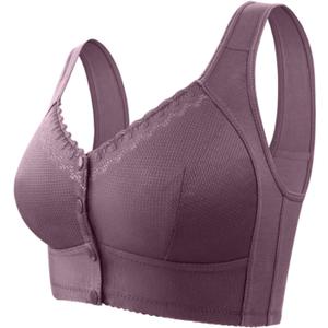 Bras for Women No Underwire Comfortable Full Coverage Front Closure Bralettes Wireless Wirefree Everyday Bras (36B, Purple)