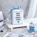 3 x WRAPAHOLIC Birthday Wrapping Paper Roll for Son - Mini Roll - 17 Inch x 16.5 Feet - Epic Son Since 1992 Lettering with Blue Star Design