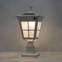 ST4311AQ-W Solar Post Light Outdoor, Dusk to Dawn Bright Classic Post Lamps for Patio Yard Gates Deck Pathway Garden Pole Mount (White, Lamp)