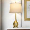 26" Gold Table Lamp for Living Room Single, Touch Control Bedroom Lamps for Nightstand, 3-Way Dimmable Bedside Lamp with USB A+C Port (1 Pack)