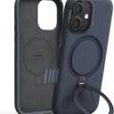 TORRAS Ostand Q3 Silicone for iPhone 17 Case, Fit for MagSafe, 360 Ring Holder Kickstand, Soft Liquid Silicone Cozy Grip, Camera Control, Shockproof Rugged Protective Case for iPhone 17, Midnight (Deep Blue)