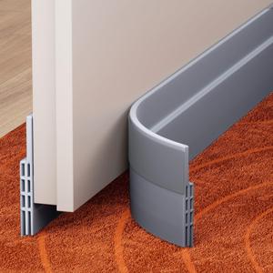GroTheory 2 Pack Door Draft Stopper, Under Door Sweep for Exterior & Interior Doors, Weather Stripping Door Seal, Garage Window Blocker Noise Cold Air Insulation, Draft Guard Grey 2" W x 39" L (Gray)