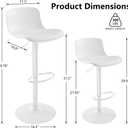 Kidol & Shellder Bar Stools Set of 2 Adjustable Swivel Counter Height Stools, Modern PU Leather Upholstered with Back Solid Color Barstools for Kitchen Island White