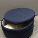 Footstool Foot Stool Removable Lid Storage,Fabric Upholstered Footstool,Footrest Shoe Bench,for Bedroom and Living Room Hallway Shoe Bench-Dark Blue 30x32cm Home Decor S 