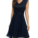 Dressystar Women's V Neck Sleeveless Lace Bridesmaid Dress Wedding Party Gown, Size M
