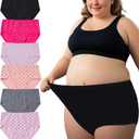 Women's Cotton Plus Size Underwear Ladies Panties Briefs 6 Pack Ladies Underwear (XL)