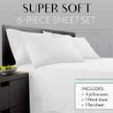Danjor Linens Bed Sheet Set Queen Size for Hot Sleepers, Hotel Premium Sheets with 4 Pillowcases, Lightweight Brushed Microfiber Deep Pockets, Breathable Cooling 6 Piece Bedding Sets, White