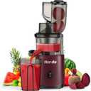 Masticating Cold Press Juicer Machines: 200W Pure Slow Juicer With Quiet Motor For Vegetable And Fruit Easy To Clean, Red