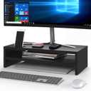 BONTEC Wood Monitor Stand Riser, 2-Tier Desktop Organizer