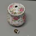 Ceramic Sugar and Creamer Set, 3 Piece Set with Cream Pitcher, Sugar Bowl, Sugar Set with Lid and Spoon (White with flower)