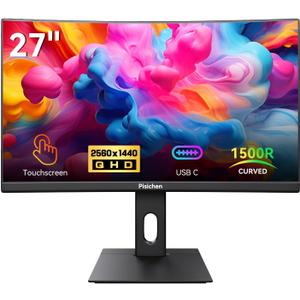 Curved 27 Inch Touchscreen Monitor, QHD 2K 2560x1440 85Hz Computer Monitor, 99% sRGB, Built-in Adaptive Sync, with Display Port HDMI, Eye Care, VESA