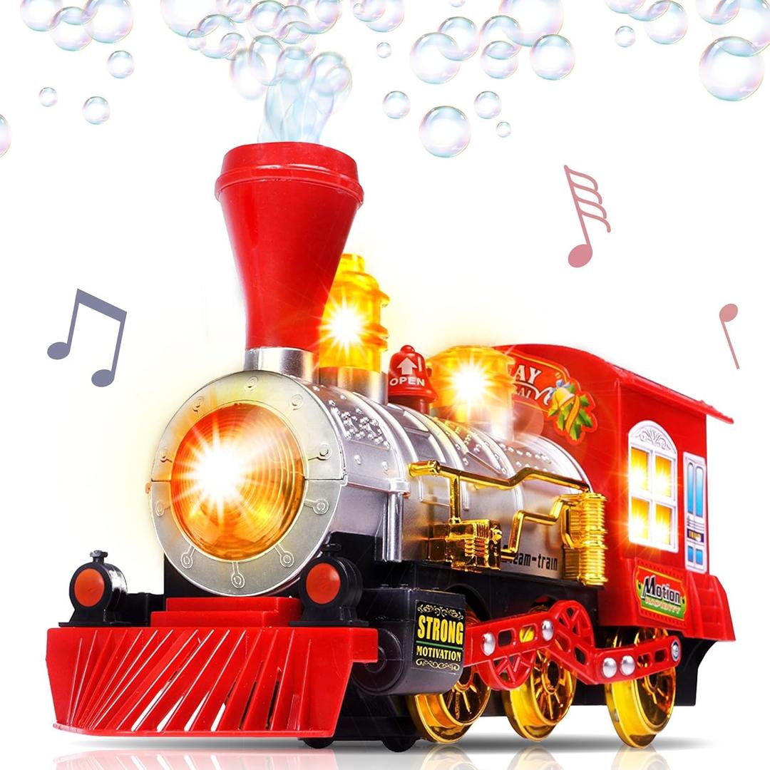 ArtCreativity Christmas Train Toy Bubble Machine for Kids, Bubble Blower Maker, Bubble Music Train for Kids with Lights & Sounds, Toddler Outdoor Toys, Gift for Boys & Girls Ages 1-6