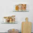 SAYAYO Glass Floating Shelves for Wall, Tempered Glass Shelves for Bathroom, Living Room, Bedroom, Office, Toilet, Kitchen Decor, 12 Inch Set of 2, Clear