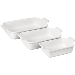 Le Creuset Stoneware Heritage Set 3 Rectangular Dishes, White