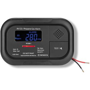 RV Carbon Monoxide & Propane Dual Gas Detector - Surface Mount - Hard-Wired DC 12V, Large LCD Display, 85dB Loud Alarm, Easy Reset/Test Button - Ultimate Safety for Your Adventures (Black)