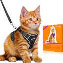 Halypet Cat Harness and Leash Set - MAX Safety 4th-Gen Upgrade, Escape Proof, Adjustable, Comfortable Soft Vest, Easy to Wear Kitten Harness with Reflective Strip for Cats Walking - Small Black