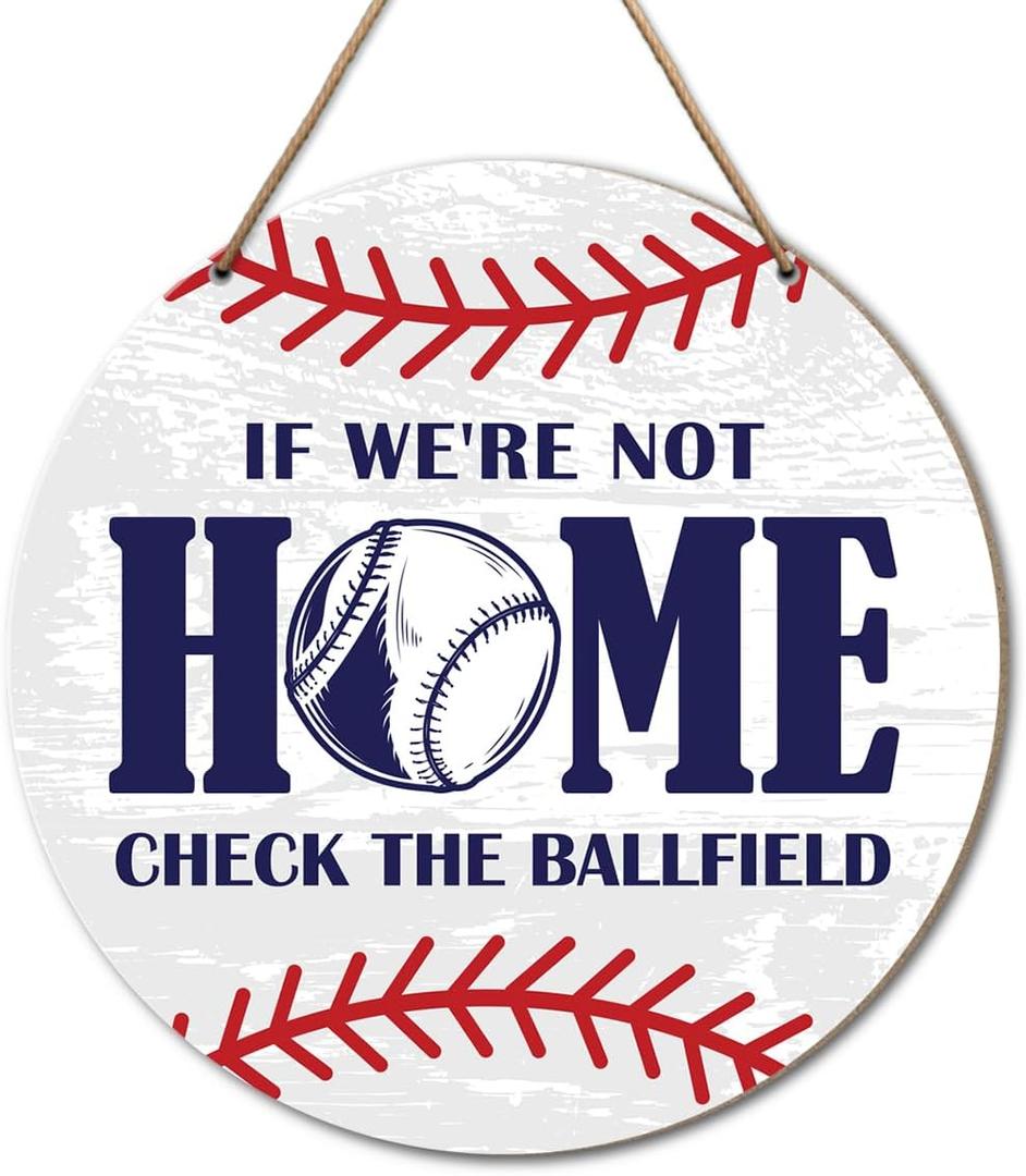 Baseball Sign Decor, Baseball Decor for Home Boy Room Bedroom Door Decoration, Baseball Gift for Boy Men Baseball Lover Fans, Check The Ballfield