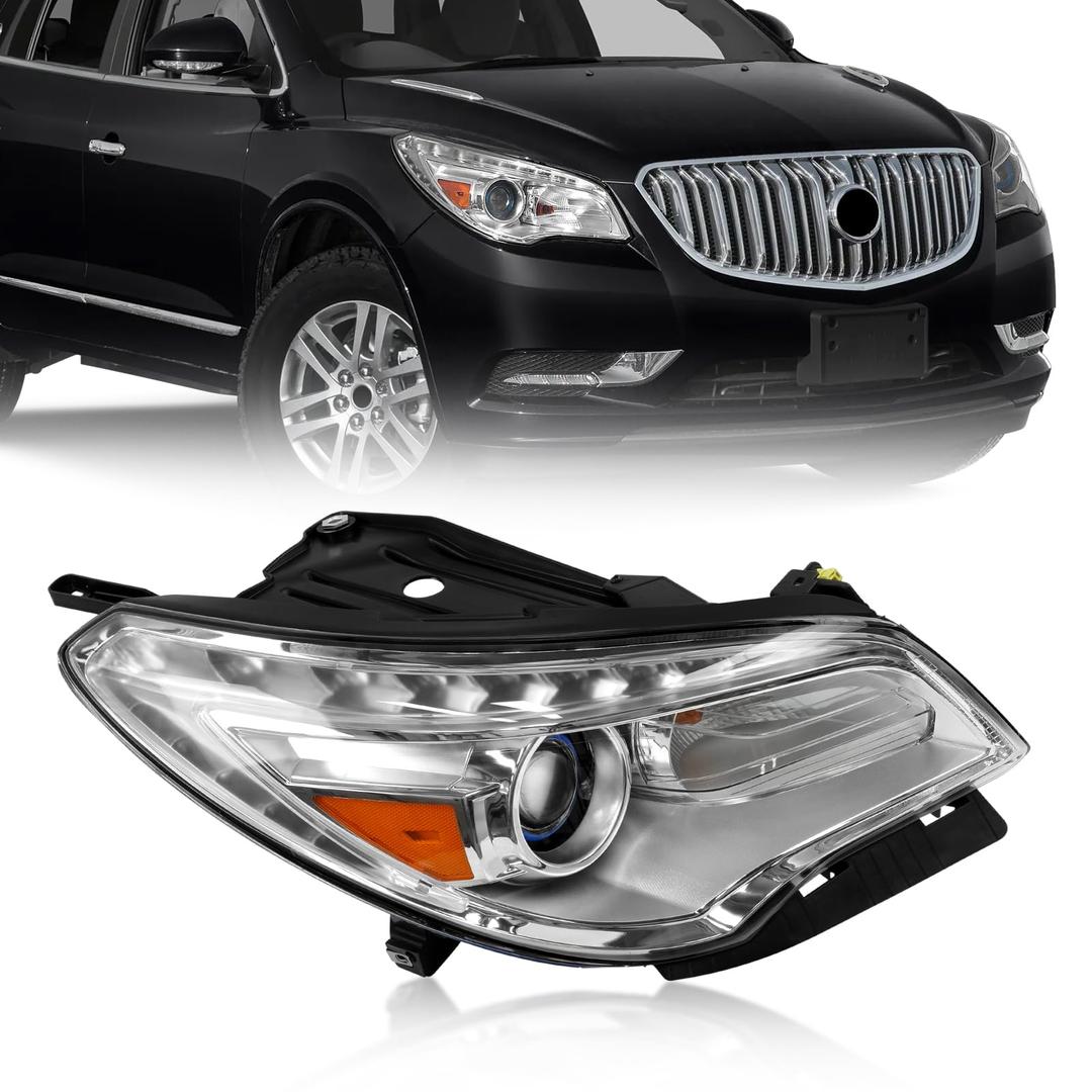 QKVCX Headlight Assembly Compatible With Buick Enclave 2013-2017 HID/Xenon Non-AFS Headlight Adaptive Headlamp Right Passenger Side w/DRL Running Lamp.