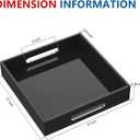 KOTEMON Acrylic Serving Tray with Handles-12x12x2.36Inch-Decorative Tray Letter Tray Organizer for Ottoman Coffee Table Countertop, Black