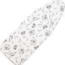 Seiritex Wide Ironing Board Cover and Pad 18 x 49 inch Heat Reflective with Hook and Loop Fasteners, Thick Padding with Elasticized Edges, 3 Layers Iron Board Cover (White)