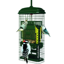 quirrel Buster Suet Squirrel-Proof Suet Bird Feeder with Two Suet Cake Trays, Two Crumb Ports, Mess-Free Suet Loading, Durable Green Design for Clinging Birds