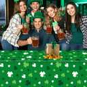 2 x 3Pcs St Patrick's Day Tablecloth Kit Spring Lucky Shamrock Disposable Table Cover Green White Waterproof Table Cloth for St Patrick's Day Parties Irish Themed Gatherings Holiday Party Decorations