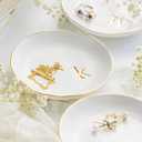 COLLECTIVE HOME - Ceramic Jewelry Tray, Decorative Trinket Dish for Rings Earrings Necklaces Bracelet Watch Keys, Birthday Mother's Day Christmas Gift for Women, 4.75", White Surface (V)