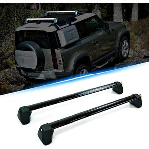 Lockable Crossbars Fit for Land Rover Defender 90 2020 2021 2022 2023 Luggage Cargo Crossbar Carrier Aluminum Cross Rail Bar Car Top Luggage Carriers for Automobiles (Defender 90 Black)